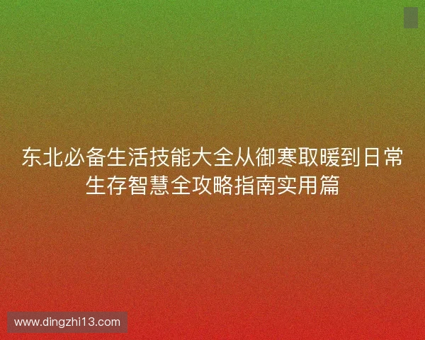 东北必备生活技能大全从御寒取暖到日常生存智慧全攻略指南实用篇